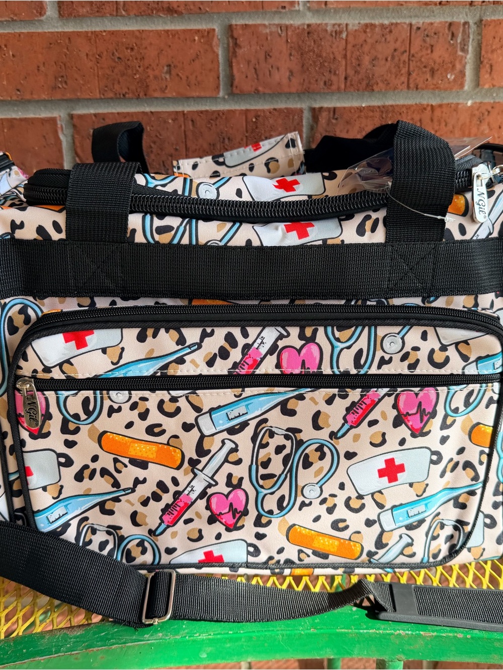 NWT NGIL 20” Nurse Medical Print Leopard Crossbody Duffle - Nurse weekender